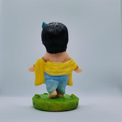 Bal Gopal Krishna Idol for Car Dashboard – Yellow Resin Statue for Home, Office & Gifting | Divine Flute Krishna Murti – Artmorra Crafts