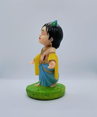 Bal Gopal Krishna Idol for Car Dashboard โ Yellow Resin Statue for Home, Office & Gifting | Divine Flute Krishna Murti โ Artmorra Crafts