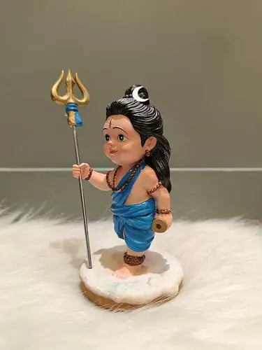 Baal Shiv Ji Idol for Car Dashboard & Home Mandir โ Cute Multicolor Resin Murti | Small Shiv Statue for Office Desk & Gifting โ Artmorra Crafts