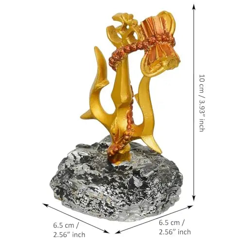 Shiv Trishul Idol with Damru – Handcrafted Golden Lord Shiva Statue for Car Dashboard, Home Temple & Meditation | Artmorra Craft alt