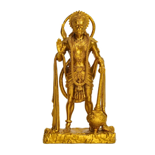 Sarangpur Hanuman Ji Idol – Gold Resin Murti for Car Dashboard, Home Temple & Gifts (12 cm) | Artmorra Crafts