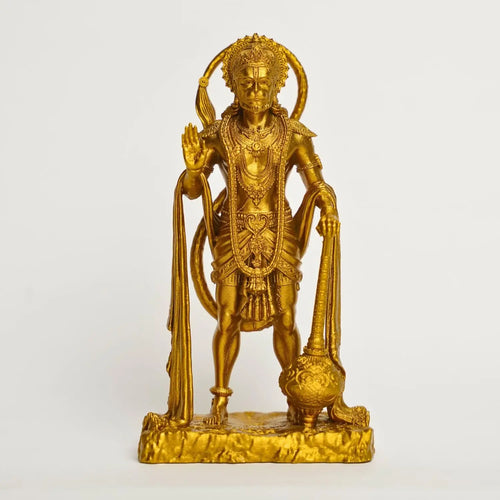 Sarangpur Hanuman Ji Idol – Gold Resin Murti for Car Dashboard, Home Temple & Gifts (12 cm) | Artmorra Crafts alt