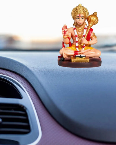 Hanuman Ji Idol for Car Dashboard & Home Mandir  | Resin Murti for Protection, Good Luck & Prosperity (BodyColor, 9 cm) alt