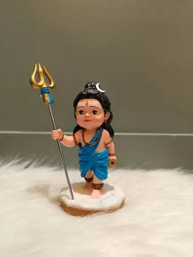 Baal Shiv Ji Idol for Car Dashboard & Home Mandir – Cute Multicolor Resin Murti | Small Shiv Statue for Office Desk & Gifting – Artmorra Crafts