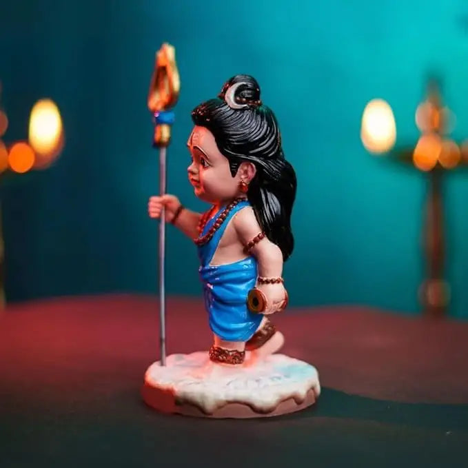 Baal Shiv Ji Idol for Car Dashboard & Home Mandir – Cute Multicolor Resin Murti | Small Shiv Statue for Office Desk & Gifting – Artmorra Crafts