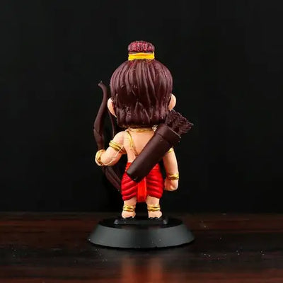Shree Ram Ji Idol for Car Dashboard & Home Mandir – Red Polyvinyl Decorative Statue with Bow & Arrow | Compact Hindu God Murti for Office & Gifting